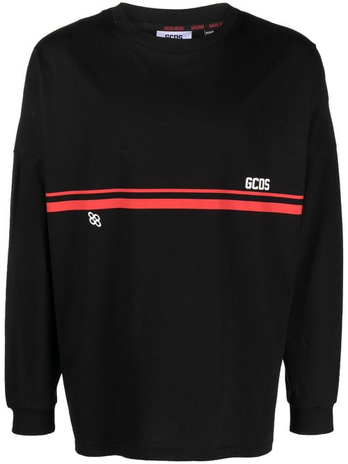 Logo-print striped swatshirt - Black