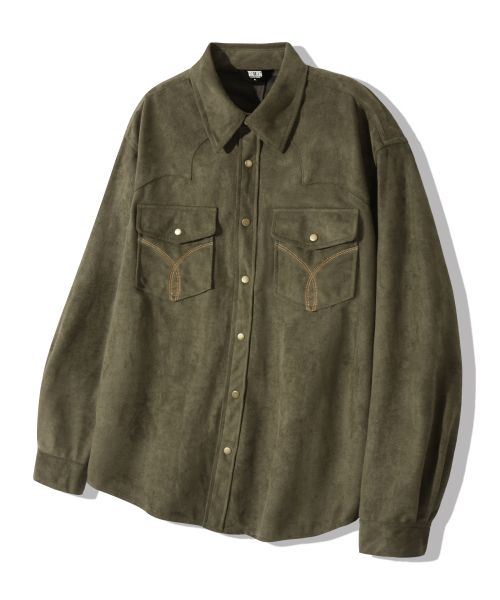 Western Two Pocket Embroidered Suede Shirt