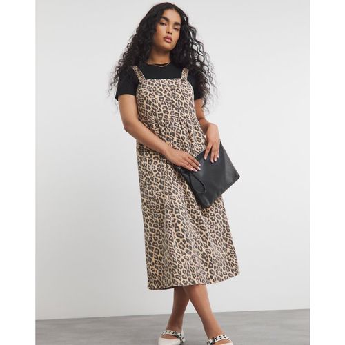 Leopard Midaxi Denim Pinafore Dre