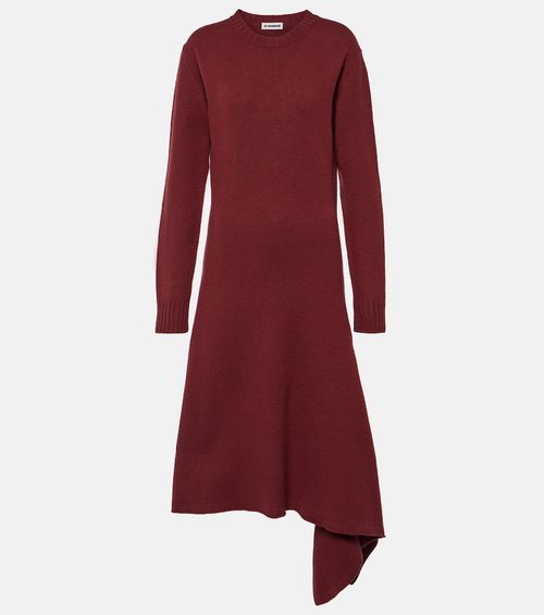Asymmetric wool maxi dress