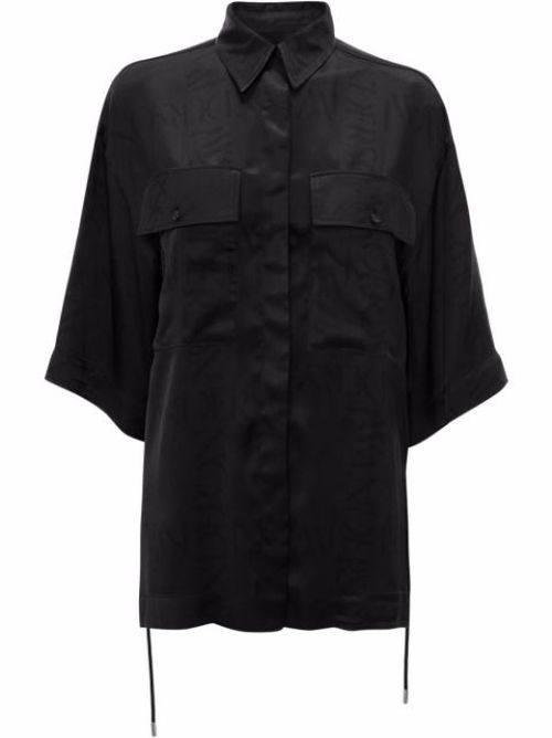 Logo-print drawstring shirt