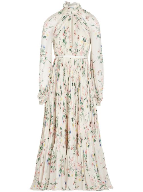 Botanical draped dress - White