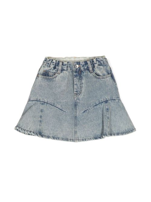 A-type denim short skirt - Blue