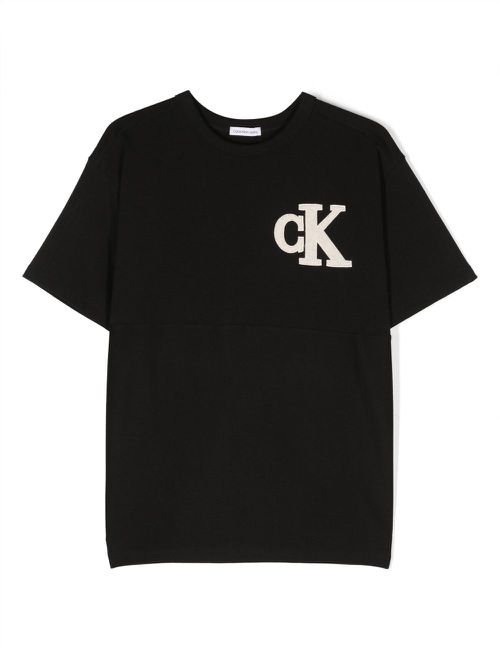 Logo-patch cotton T-shirt - Black
