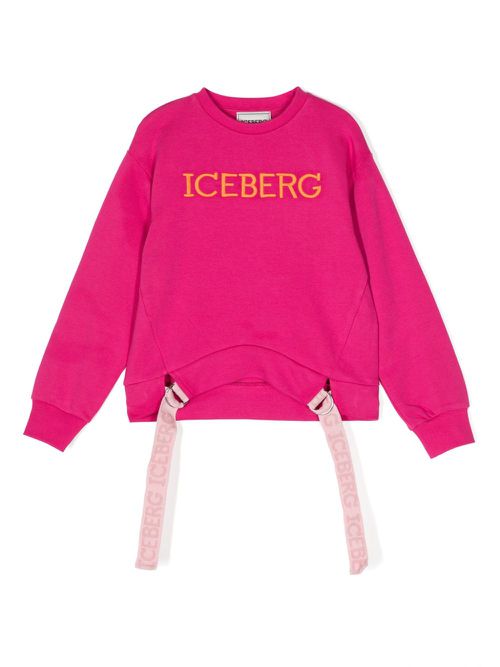 Embroidered-logo ribbon sweatshirt - Pink