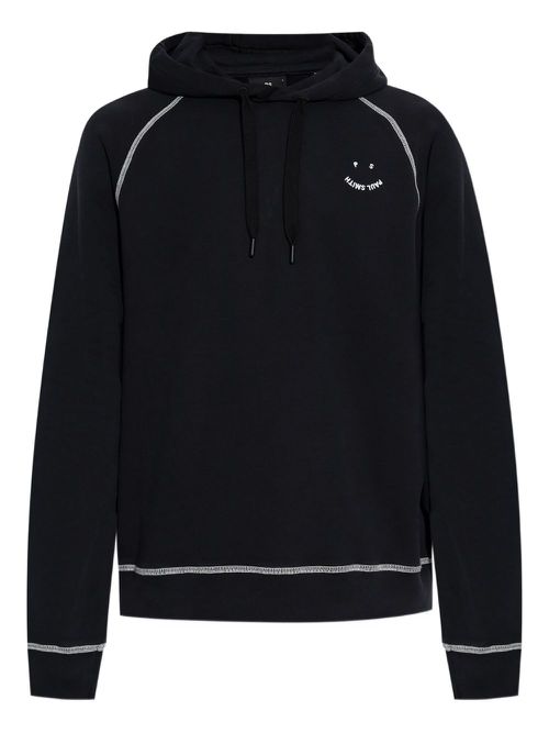 Happy contrast-stitch hoodie - Black