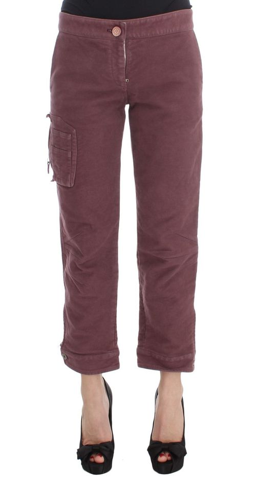 Cotton Cropped Cargo Cargo Pants — Burgundy