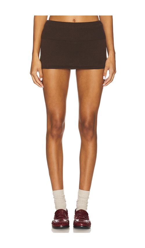 Frankies Bikinis Briar Cloud Knit Skort in Chocolate Brown. XS also in L, M