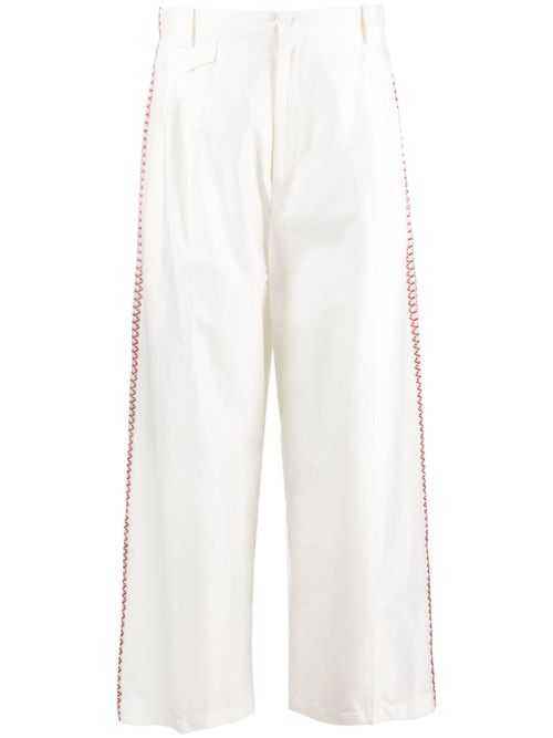 Tape-detail wide-leg trousers - White