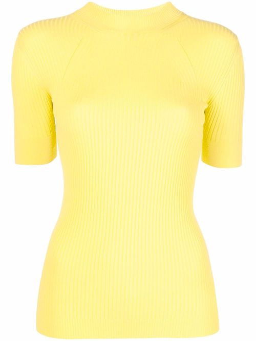 Short-sleeve crew neck jumper - Yellow