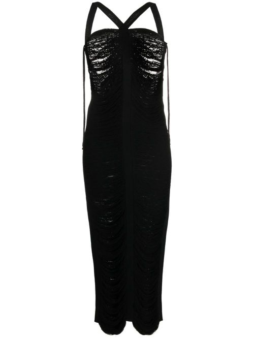 Sleeveless knitted dress - Black