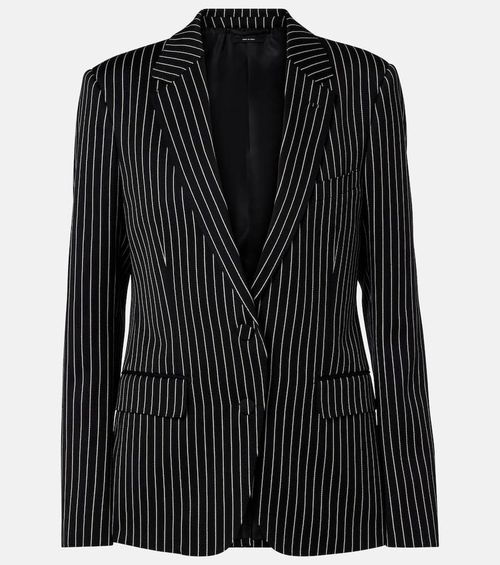 Pinstripe wool and cotton blazer