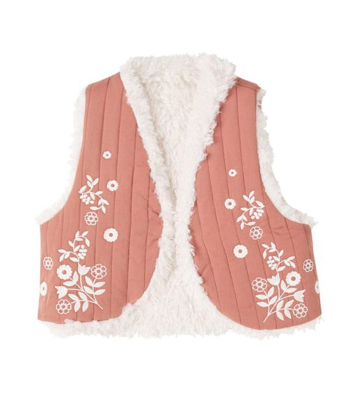 Noemie embroidered quilted cotton vest