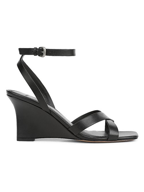 Women's Parma 75MM Crisscross Leather Wedge Sandals - Black