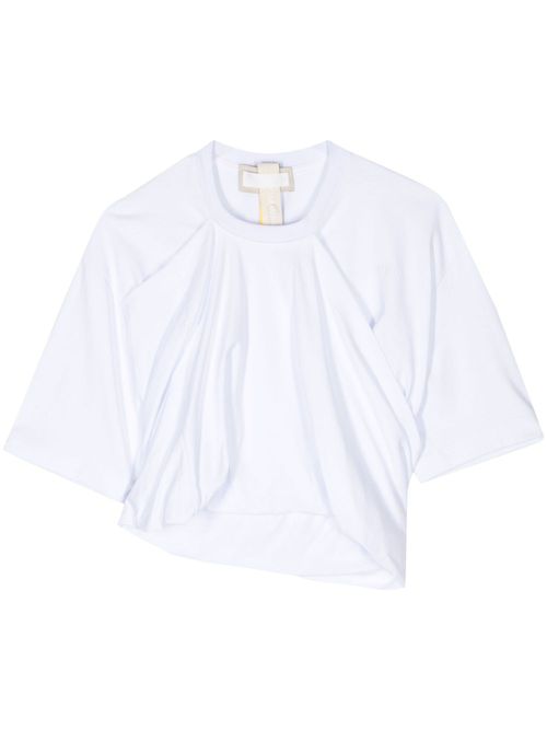 Graceful draped cotton T-shirt - White