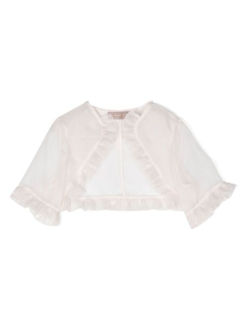 Ruffled-trim organza cardigan - Pink