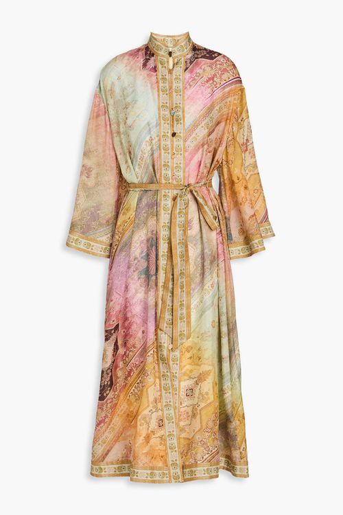 Paisley-print silk midi shirt dress - Yellow - 0