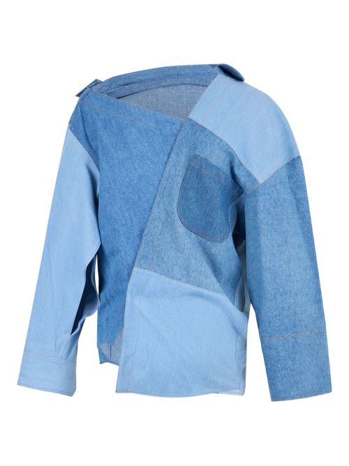 Patchwork denim top - Blue