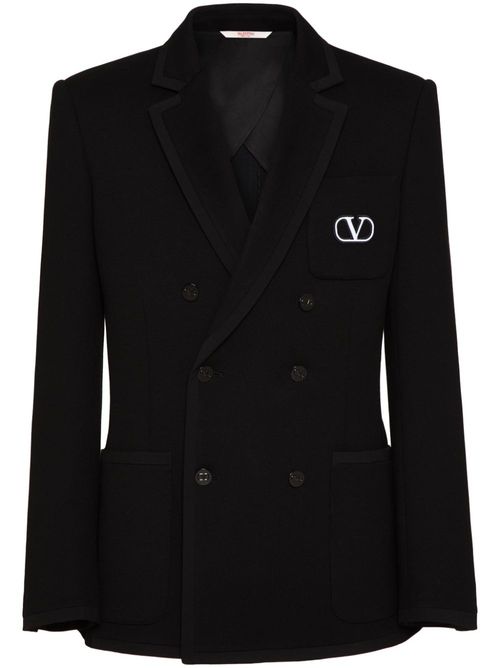 Double-breasted wool blazer - Black
