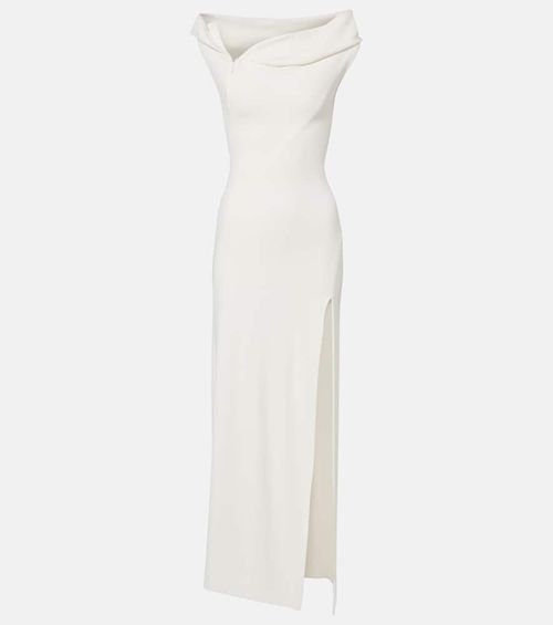 Hooded asymmetric jersey gown