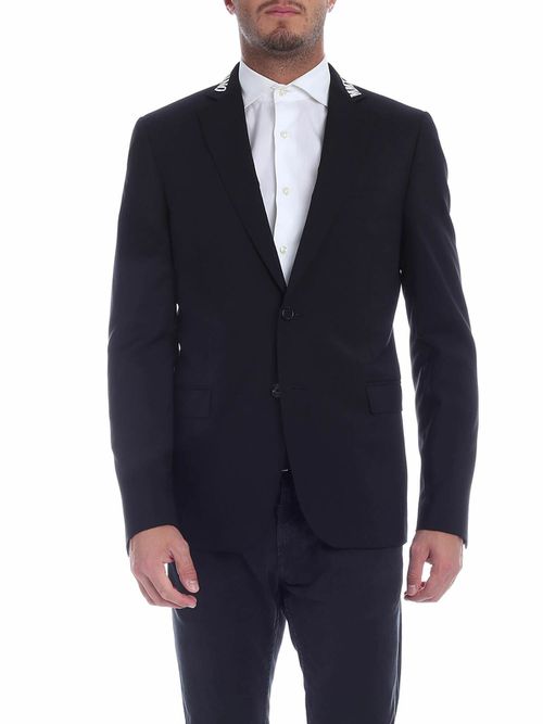 Black jacket with logo on the lapels