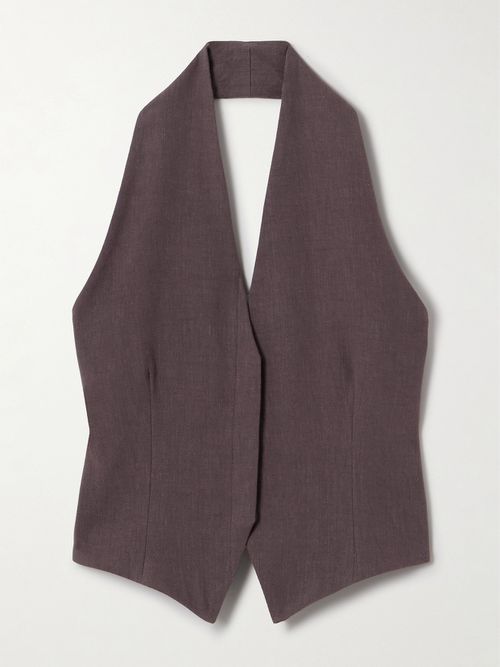 Umbra Stretch-wool, Organic Cotton And Hemp-blend Halterneck Vest - Purple