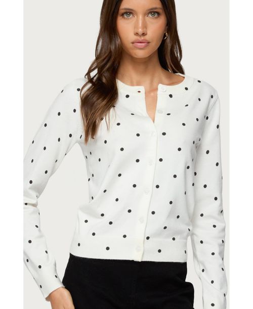 Women's Shea Polka Dot Knitted Cardigan - Black-and-white