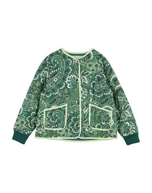Kid Girl Jacket Dark green Size 10 Cotton, Polyamide, Polyester, Elastane, Polyurethane