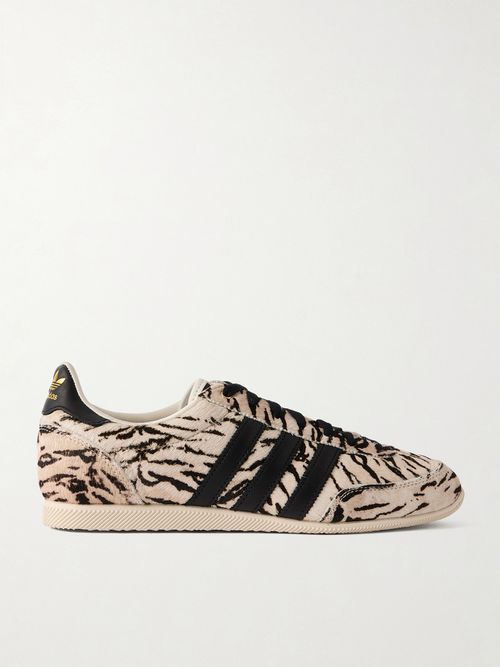 Japan Leather-trimmed Zebra-print Calf Hair Sneakers - Animal print