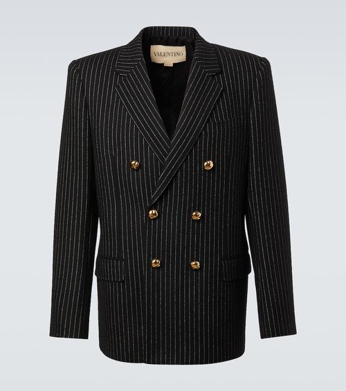 Chalk stripe wool and silk blazer