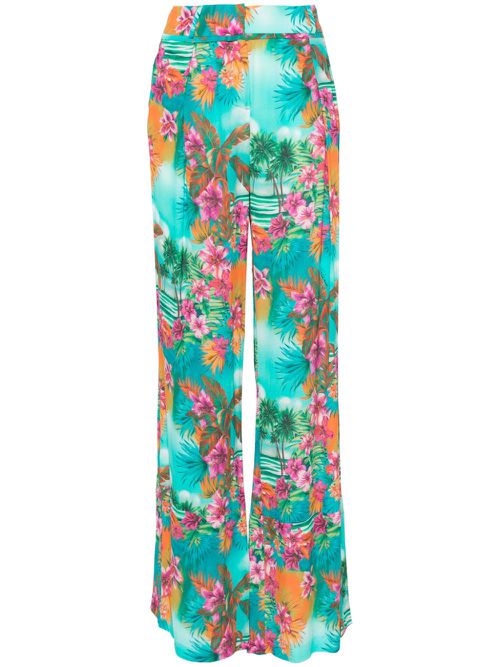 High-waist palazzo crepe trousers - Green