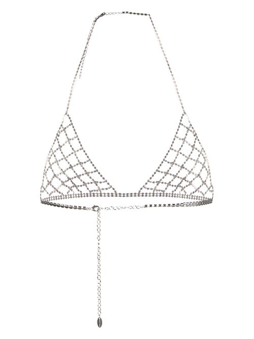 Rhinestone -embellished triangle bralette - Silver