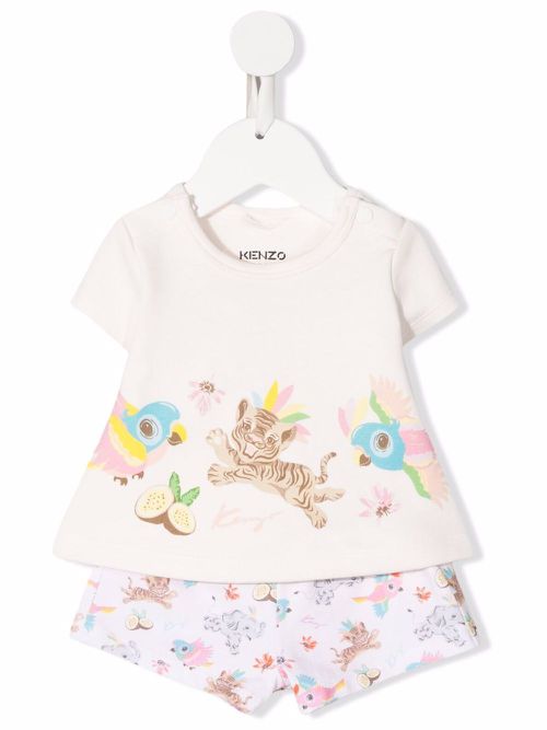 Motif-print tracksuit set - Pink