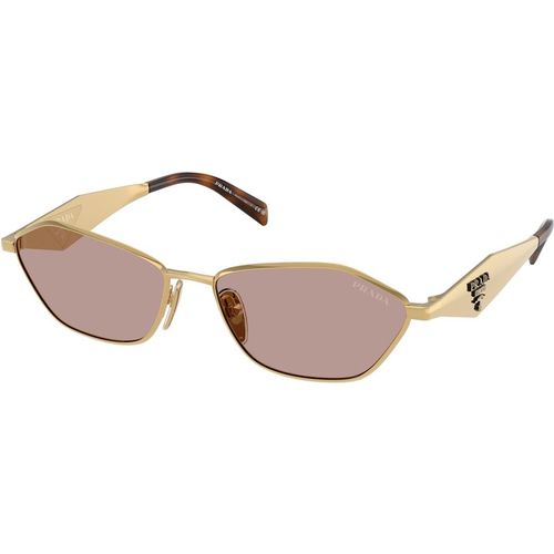 Prada Woman Prada PR D50S 5AK20I Sunglasses Metal Gold Brown Geometric Norma