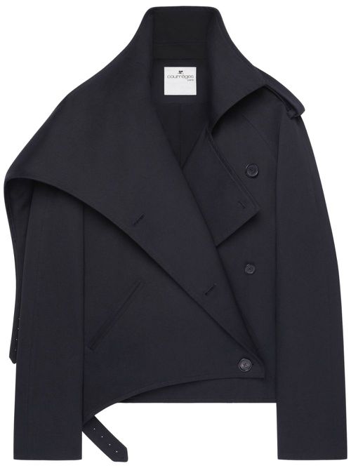 Short oblique trench coat - Black