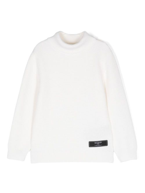 Roll-neck wool jumper - White