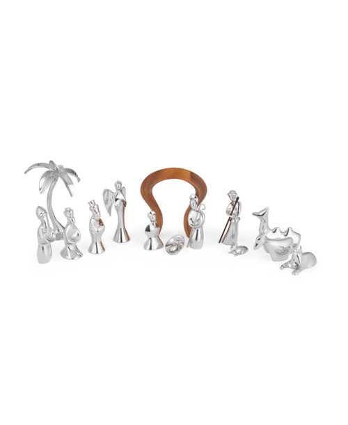14 Piece Mini Nativity Set - Silver-Tone