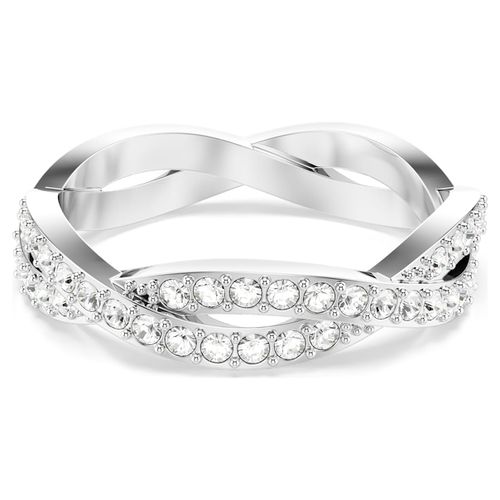Infinity ring, Round cut, White, Rhodium plated