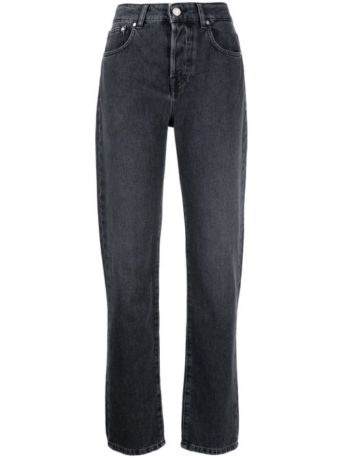 High-waisted straight-leg jeans - Black