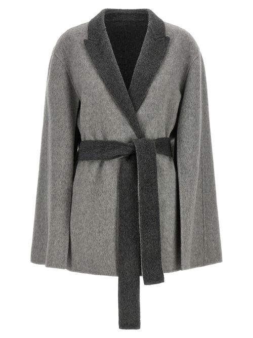 Two-Tone Wool Coat — Gray