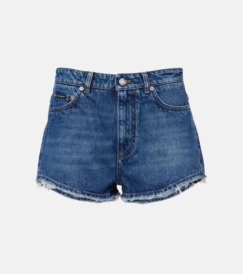 Frayed denim shorts