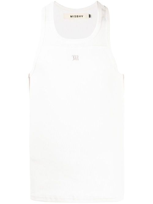 Crew-neck racerback tank top - White