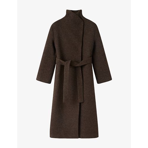Womens Morgana Funnel-Neck Wrap Wool Coat