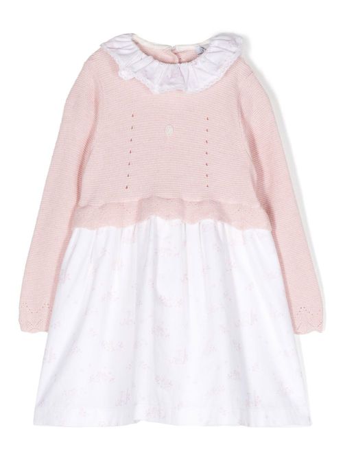 Ruffle-collar long-sleeve dress - Pink