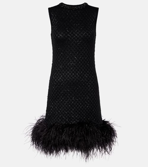 Novara feather-trimmed minidress