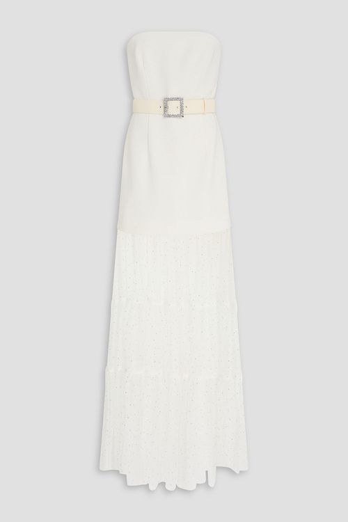 Mirabella strapless tiered tulle and crepe gown - White - UK 12