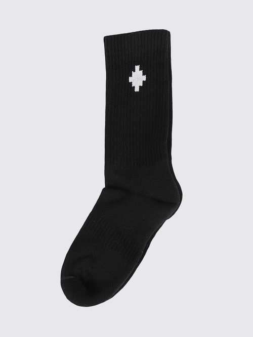 Boy's Ribbed Stretch-Cotton Socks with Jacquard Logo