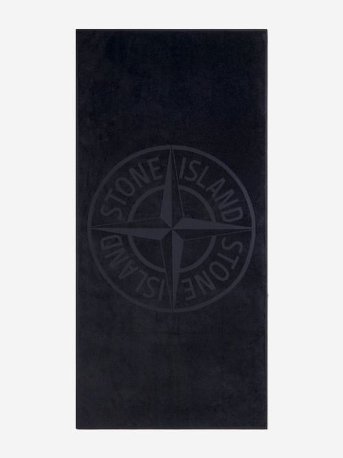 Stone Island Junior Boys Logo Beach Towel in Navy One size Blue