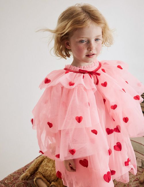 Tulle Heart Cape Chalk Pink Hearts Girls 
