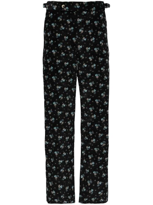 Chicory floral corduroy trousers - Black